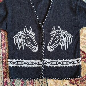Vintage Wool Blend Horse Cardigan 🐴